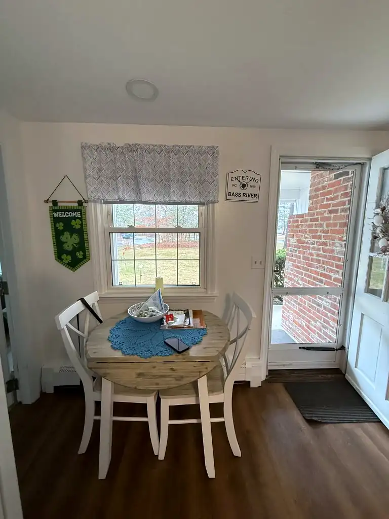 Dining nook with new wood-look flooring